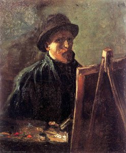 Autorretrato Con Sombrero De Fieltro Oscuro Al Caballete — Vincent Willem Van Gogh, Postimpresionismo