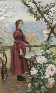 Woman With Peonies — Halil Paşa, 1852-1939