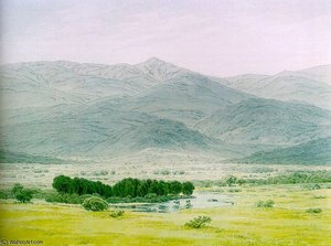 Landscape In The Riesengebirge — Caspar David Friedrich, Romantic Landscape Painting