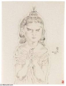 Petite Fille Avec L'oiseau — Léonard Tsuguharu Foujita