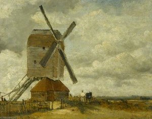 Windmills In A Landscape — Frederick Waters (william) Watts, Romanticism