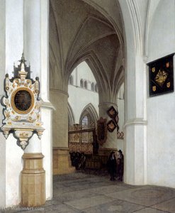 The Interior Of St. Bavokerk, Haarlem, Looking North-east Toward The Choir Screen. — Job Adriaensz Berckheyde