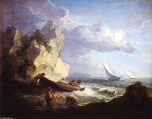 Seashore With Fishermen — Thomas Gainsborough, Rococo