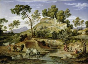 Landscape with Shepherds and Cows and at the Spring
