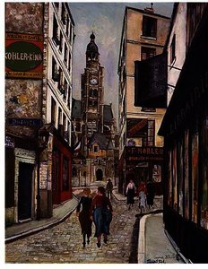 The Steeple Of St. Etienne-du-mont Given De La Rue De La Montagne Sainte-genevieve — Maurice Utrillo