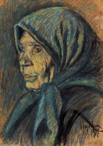 Blu Kerchiefed Woman — István Nagy