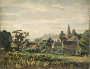 Rural Scene With A Village And A Church Spire — Gunning King