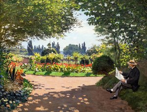 Adolphe Monet Reading In The Garden — Claude Monet