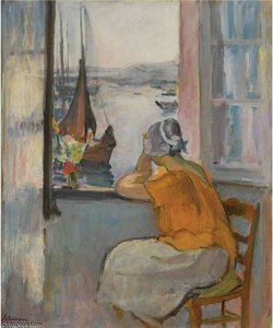Jeuen Femme Devant La Fenetre Ouverte A Lile D_yeu — Henri Lebasque