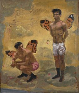 Two Men With Butterfly Wings , Black Shoes — Yiannis Tsaroychis
