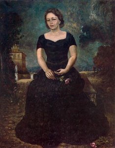 Portrait Of Isa With Rose In Park — Giorgio De Chirico