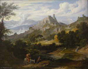 Countryside at Olevano with a mounted monk