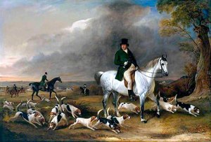 John Burgess Of Clipstone, Nottinghamshire, On A Favourite Horse, With His Harriers — Sr John E Ferneley