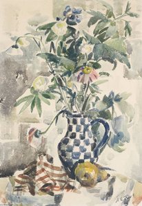 Still Life Of Blue And White Chequered Vase — Anne Estelle Rice