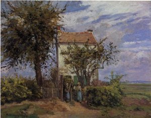 The House In The Fields, Rueil — Camille Pissarro, Impressionism