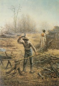 Holzfäller Beim Brennholzmachen — Jean-françois Millet, Barbizon-schule