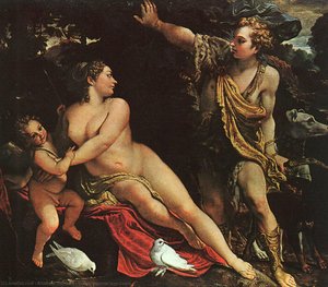 Venus, Adonis, And Cupid — Annibale Carracci