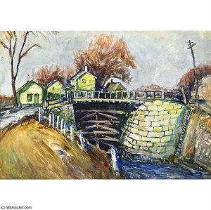Canal Lock, Delaware Canal, Upper Bucks County — Walter Emerson Baum