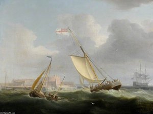 The Revenue Cutter 'bee' 28 Tons Commanded By Anthony Somerscales Off The Hull Garrison On The River Humber — Thomas Whitcombe