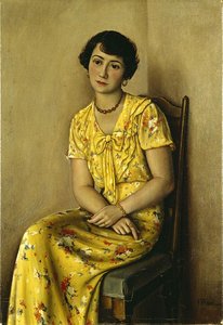 Français Jeune Femme En Jaune (portrait De Mme. S.) — François Emile Barraud
