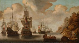 A French Squadron Near A Rocky Coast, Jacob Bellevois, 1640 - 1676 — Jacob Adriaensz Bellevois