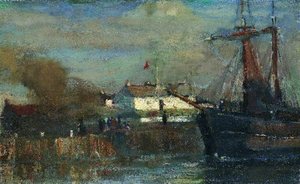 Schooner by a Quayside