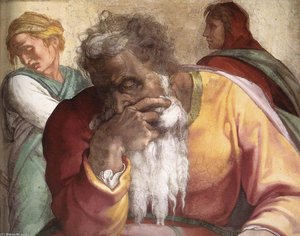 Jeremiah (detail) — Michelangelo Buonarroti, High Renaissance