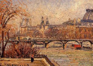 The Louvre, Morning — Kamij Pisaro, Impressionist Landscape