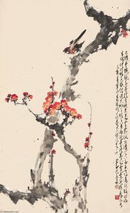 KINGFISHER ON PLUM BLOSSOMS