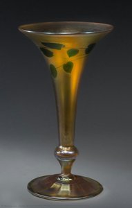 Decorated Gold Favrile Trumpet Vase