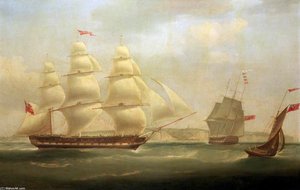 The East Indiaman 'roxburgh Castle' With The Ship 'sir Edward Paget' Off Dover — William John Huggins