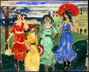 Four Girls In Meadow — Maurice Brazil Prendergast, Post-impressionism