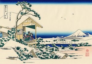Tea House At Koishikawa. The Morning After A Snowfall — Katsushika Hokusai