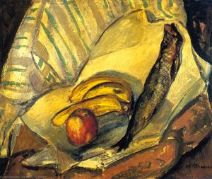 Still Life With Trout, Bananas And Apple — Alfred Henry Maurer, Cubism