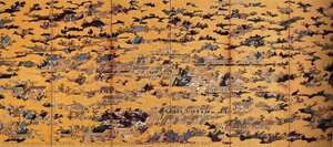 Views Inside And Outside The Capital, Kyoto (left Half) — Kanō Eitoku