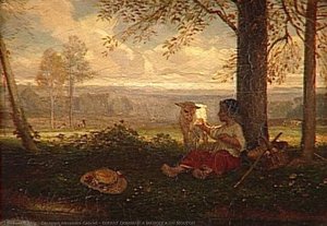 Enfant Donnant A Manger A Un Mouton — Alexandre Gabriel Decamps