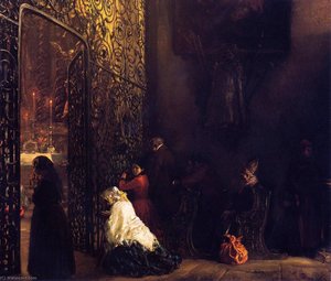 Early Mass In A Salzburg Church — Adolph Von Menzel, Realism