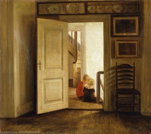 Children In An Interior — Carl Vilhelm Holsoe