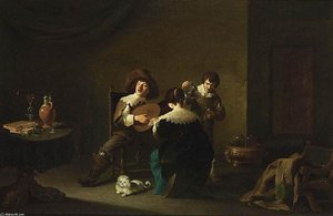 Interior With A Gentleman Playing A Lute And A Lady Singing — David Teniers The Younger