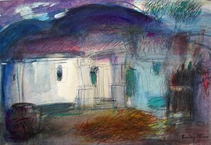 Courtyard With Corn — Mária Bozóky, Expressionism