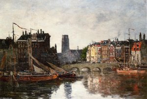 Rotterdam, The Pont De La Bourse — Eugène Louis Boudin, Impressionism