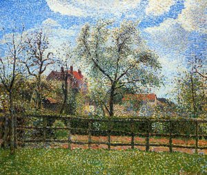 Pear Tress In Bloom, Eragny, Morning — Camille Pissarro, Impressionism