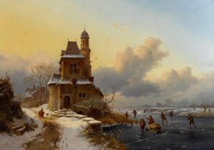 Winter Landscape With Skaters — Frederick Marianus Kruseman