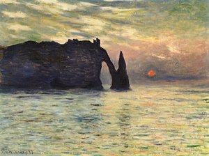 The Manneport, Cliff At Etretat, Sunset — Claude Monet