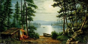 Moonlight Camping At Schroon Lake — Levi Wells Prentice