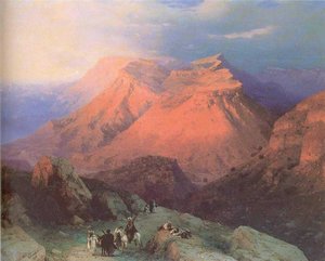 Mountain Village Gunib In Daghestan. View From The East. — Ivan Konstantinovich Aivazovsky, Romantic Landscape Painting