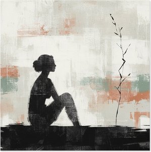 Einsame Silhouette Inmitten Gedämpfter Erdtöne Und Ätherischer Hauch Von Salbei