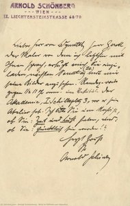 Brief To Wilhelm Von Wymetal — Arnold Schoenberg