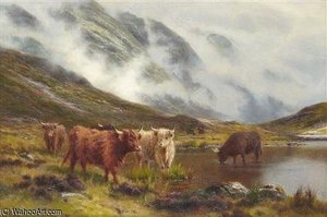 Cattle Watering In A Mountain Loch — Louis Bosworth Hurt
