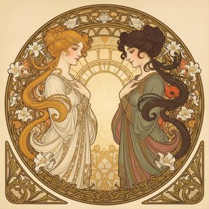 The Eternal Resonance Of Lilies: A Study In Dual Grace — Isabelle Michel, Art Nouveau